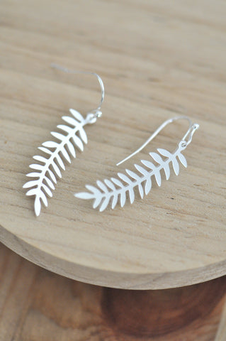 Silver - Stainless Steel Monstera Fern Leaf Cutout Mini Dainty Minimalist Dangle Earrings
