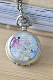 Handmade Artwork Stainless Steel Pocket Watch Necklace - Dragonfly Paris Eiffel Tower 2