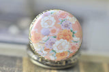 Handmade Artwork Stainless Steel Pocket Watch Necklace -Japanese Oriental Sakura - Pink