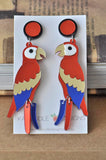 Acrylic Perspex Laser Cut Parrot Drop Earrings