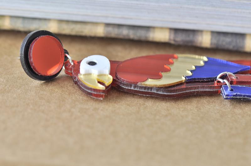 Acrylic Perspex Laser Cut Parrot Drop Earrings
