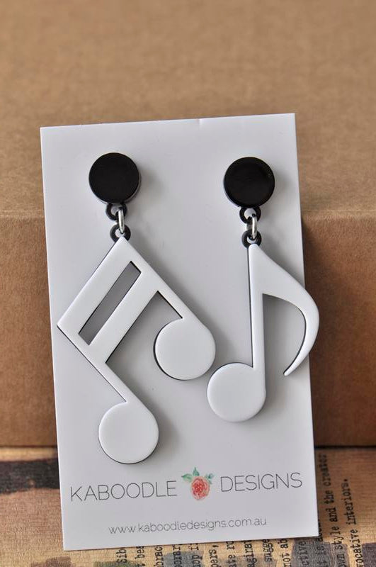 Acrylic Perspex Laser Cut Music Notes Drop Earrings