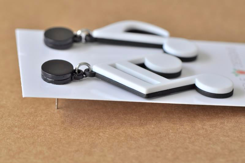 Acrylic Perspex Laser Cut Music Notes Drop Earrings