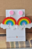 Acrylic Perspex Laser Cut Rainbow Cloud Drop Earrings