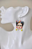 Frida Kahlo Seed Bead Drop Dangle Earrings