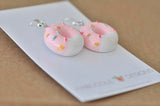 Miniature Resin Donut Doughnut Sprinkles Dangle Earrings - Light Pink