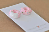 Miniature Resin Donut Doughnut Sprinkles Stud Earrings - Light Pink