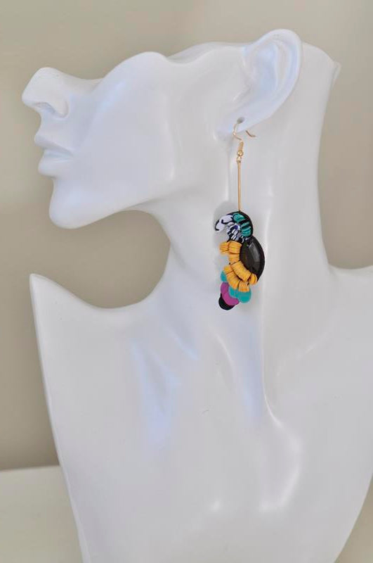Colourful Sequin Toucan Drop Earrings