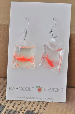 Novelty Resin Goldfish Gold Fish Bag Dangle Earrings