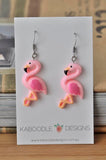 Resin Flamingo Novelty Fun Drop Dangle Earrings