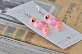 Resin Flamingo Novelty Fun Drop Dangle Earrings