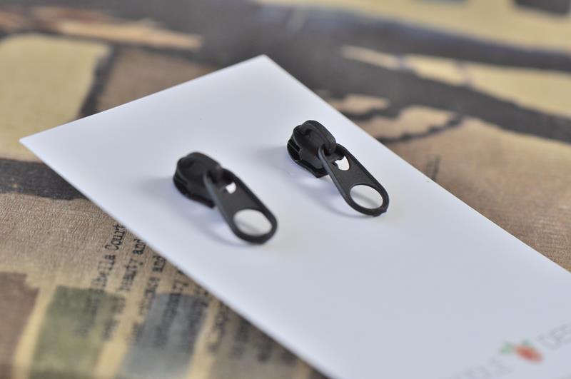 Novelty Zip Stud Earrings - Black
