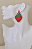 Acrylic Perspex Laser Cut Strawberry Drop Earrings