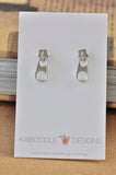 Novelty Zip Stud Earrings - Silver