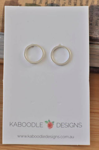 Silver - Stainless Steel Circle Ring Cutout Mini Dainty Minimalist Stud Earrings