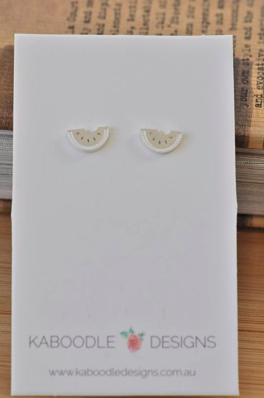 Silver - Stainless Steel Watermelon Mini Dainty Minimalist Stud Earrings