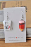 Pencil and Paper Teacher Classroom Dangle Drop Earrings