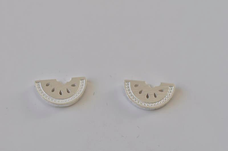 Silver - Stainless Steel Watermelon Mini Dainty Minimalist Stud Earrings