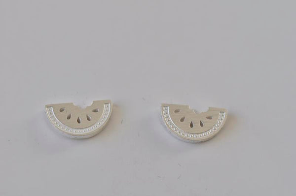 Silver - Stainless Steel Watermelon Mini Dainty Minimalist Stud Earrings
