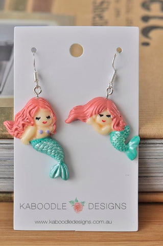 Resin Mermaid Novelty Fun Drop Dangle Earrings