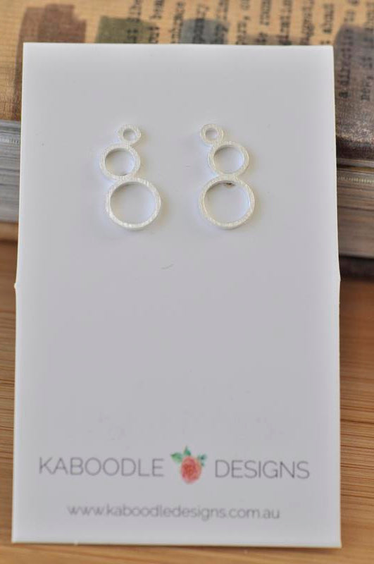 Silver - Stainless Steel Circles Bubbles Mini Dainty Minimalist Stud Drop Earrings