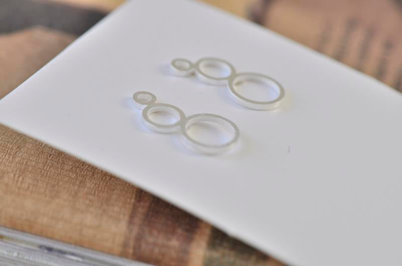 Silver - Stainless Steel Circles Bubbles Mini Dainty Minimalist Stud Drop Earrings