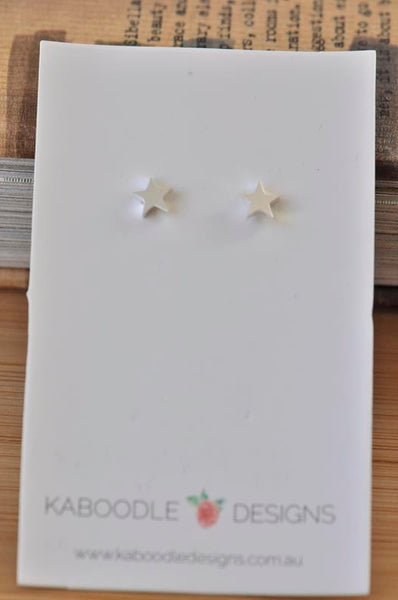 Silver - Stainless Steel Star Cutout Mini Dainty Minimalist Stud Earrings