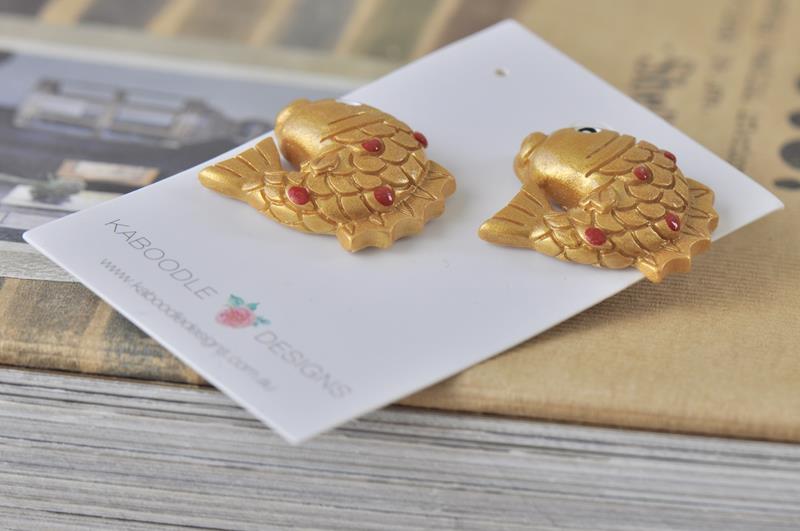 Lucky Goldfish Resin Stud Earrings