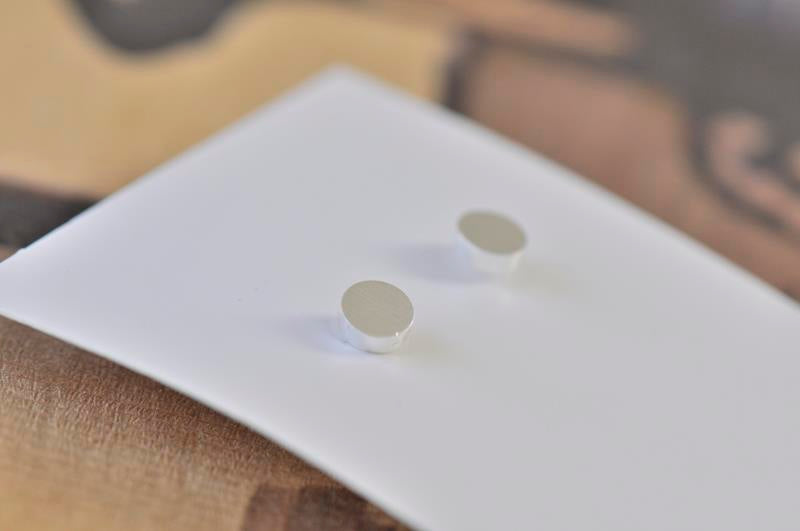 Silver - Stainless Steel Round Circle Cutout Mini Dainty Minimalist Stud Earrings