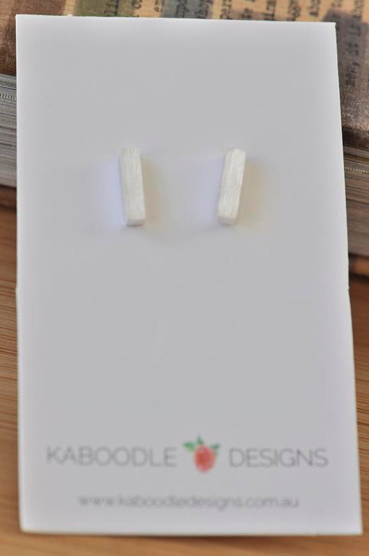 Silver - Stainless Steel Solid Bar Mini Dainty Minimalist Stud Earrings