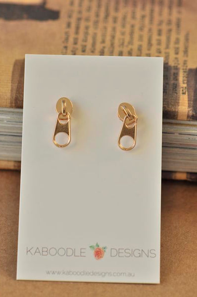 Novelty Zip Stud Earrings - Gold