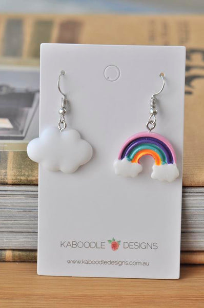 Over the Rainbow and Cloud Dangle Drop Earrings
