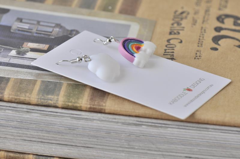 Over the Rainbow and Cloud Dangle Drop Earrings