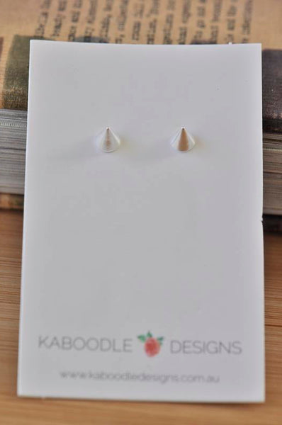 Silver - Stainless Steel Point Cutout Mini Dainty Minimalist Stud Earrings