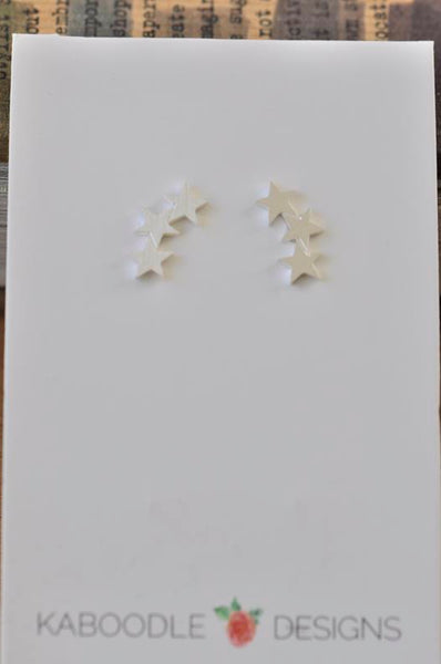 Silver - Stainless Steel 3 Star Mini Dainty Minimalist Stud Earrings