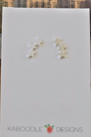 Silver - Stainless Steel 3 Star Mini Dainty Minimalist Stud Earrings