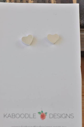 Silver - Stainless Steel Heart Ring Cutout Mini Dainty Minimalist Stud Earrings