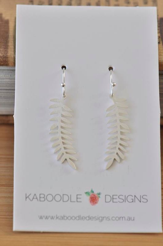 Silver - Stainless Steel Monstera Fern Leaf Cutout Mini Dainty Minimalist Dangle Earrings