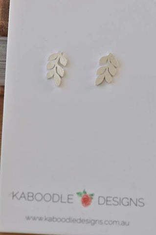 Silver - Stainless Steel Leaf Cutout Mini Dainty Minimalist Stud Earrings