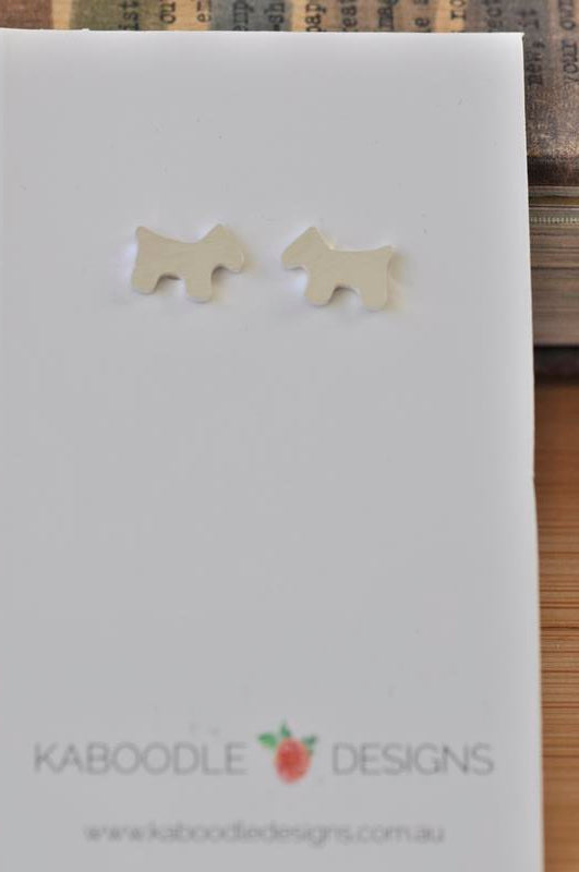 Silver - Stainless Steel Scottish Terrier Dog Mini Dainty Minimalist Stud Drop Earrings