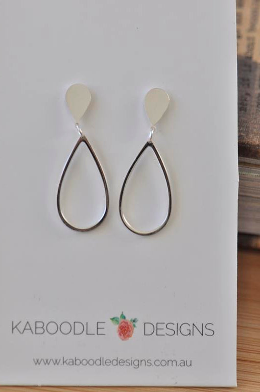 Silver - Stainless Steel Teardrop Mini Dainty Minimalist Stud Drop Earrings