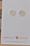 Silver - Stainless Steel Tree of Life Cutout Mini Dainty Minimalist Stud Earrings