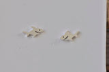 Silver - Stainless Steel Sharks Cutout Mini Dainty Minimalist Stud Earrings