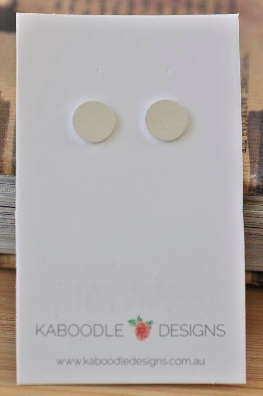 Silver - Stainless Steel Round Circle Cutout Mini Dainty Minimalist Stud Earrings