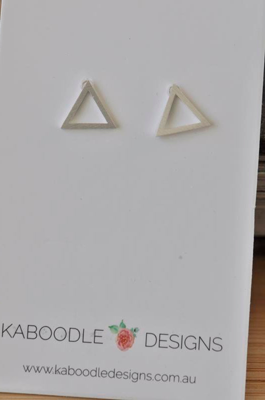 Silver - Stainless Steel Triangle Cutout Mini Dainty Minimalist Stud Earrings
