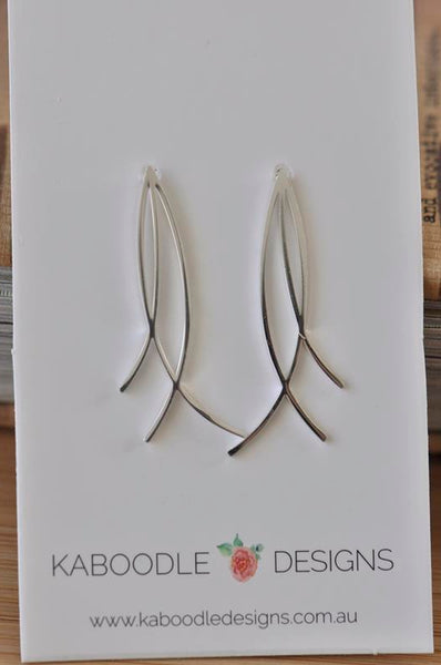 Silver - Stainless Steel Fish Cutout Branches Mini Dainty Minimalist Stud Earrings