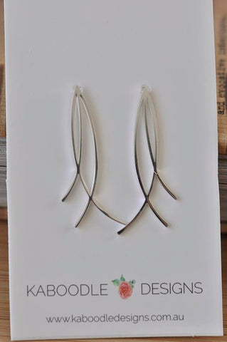 Silver - Stainless Steel Fish Cutout Branches Mini Dainty Minimalist Stud Earrings