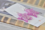 Miniature Glitter Star Dangle Drop Earrings - Purple