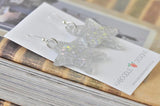 Miniature Glitter Star Dangle Drop Earrings - Silver