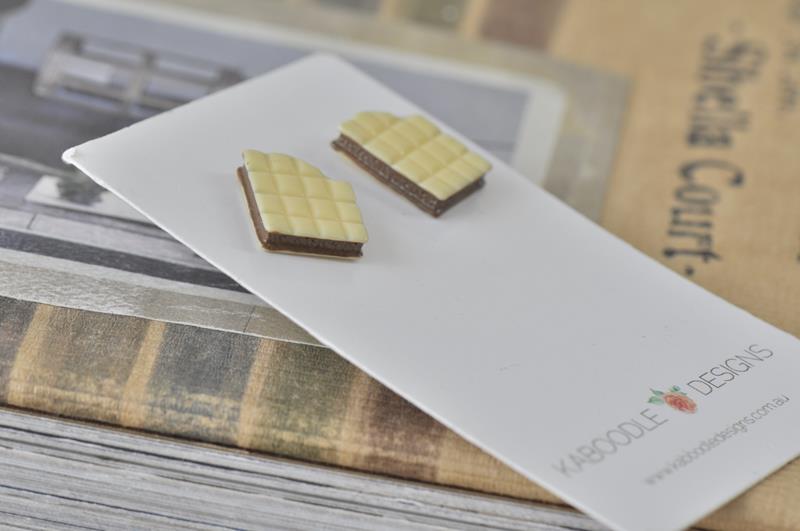 Miniature Food White Chocolate Bar Resin Stud Earrings